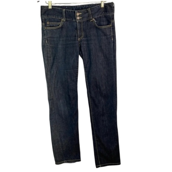 MICHAEL KORS Straight Leg Low Rise Flap Pocket Jeans Blue Dark Wash Denim Size 6 - Picture 2 of 12